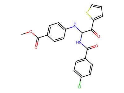 Methyl 4-({1-[(4-chlorobenzoyl)amino]-2-oxo-2-thien-2-ylethyl}amino)benzoate structure