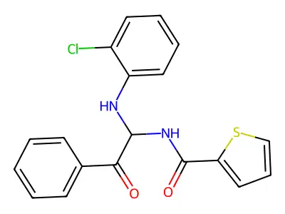 N-{1-[(2-chlorophenyl)amino]-2-oxo-2-phenylethyl}thiophene-2-carboxamide structure