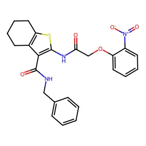 N-benzyl-2-[[2-(2-nitrophenoxy)acetyl]amino]-4,5,6,7-tetrahydro-1-benzothiophene-3-carboxamide structure