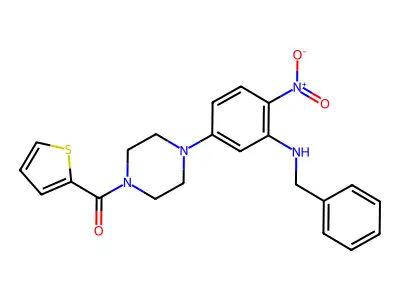 [4-[3-(Benzylamino)-4-nitrophenyl]piperazin-1-yl]-thiophen-2-ylmethanone structure