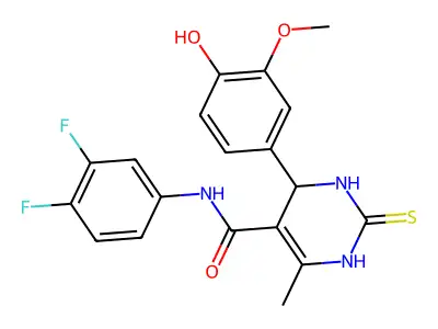 N-(3,4-difluorophenyl)-4-(4-hydroxy-3-methoxyphenyl)-6-methyl-2-sulfanylidene-3,4-dihydro-1H-pyrimidine-5-carboxamide structure