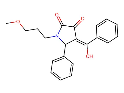 4-[Hydroxy(phenyl)methylidene]-1-(3-methoxypropyl)-5-phenylpyrrolidine-2,3-dione structure