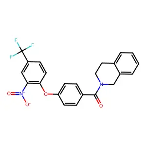 3,4-dihydro-1H-isoquinolin-2-yl-[4-[2-nitro-4-(trifluoromethyl)phenoxy]phenyl]methanone structure
