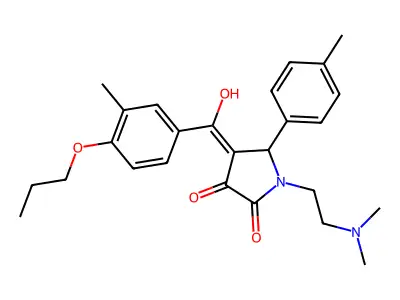 1-(2-dimethylaminoethyl)-4-[hydroxy-(3-methyl-4-propoxyphenyl)methylidene]-5-(4-methylphenyl)pyrrolidine-2,3-dione structure