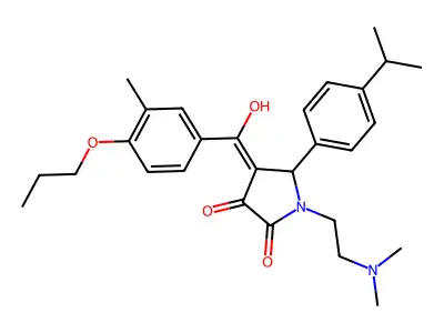 1-(2-dimethylaminoethyl)-4-[hydroxy-(3-methyl-4-propoxyphenyl)methylidene]-5-(4-propan-2-ylphenyl)pyrrolidine-2,3-dione structure