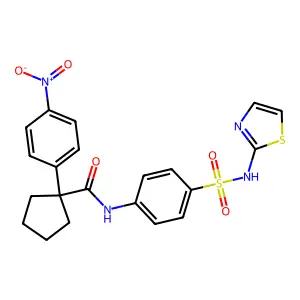 1-(4-nitrophenyl)-N-[4-(1,3-thiazol-2-ylsulfamoyl)phenyl]cyclopentanecarboxamide structure