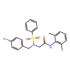 2-[benzenesulfonyl-[(4-bromophenyl)methyl]amino]-N-(2,6-dimethylphenyl)acetamide structure