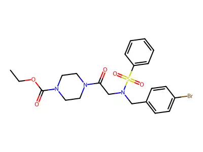 ethyl 4-[N-(4-bromobenzyl)-N-(phenylsulfonyl)glycyl]piperazine-1-carboxylate structure