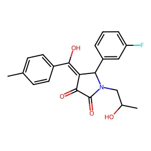 5-(3-fluorophenyl)-3-hydroxy-1-(2-hydroxypropyl)-4-(4-methylbenzoyl)-1,5-dihydro-2H-pyrrol-2-one structure