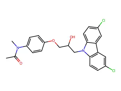 N-[4-[3-(3,6-dichlorocarbazol-9-yl)-2-hydroxypropoxy]phenyl]-N-methylacetamide structure
