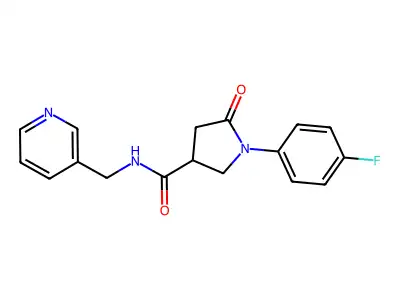 1-(4-fluorophenyl)-5-oxo-N-(pyridin-3-ylmethyl)pyrrolidine-3-carboxamide structure