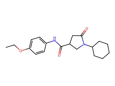 1-cyclohexyl-N-(4-ethoxyphenyl)-5-oxopyrrolidine-3-carboxamide structure
