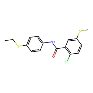 2-chloro-N-(4-ethylsulfanylphenyl)-5-methylsulfanylbenzamide structure