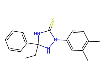 2-(3,4-Dimethylphenyl)-5-ethyl-5-phenyl-1,2,4-triazolidine-3-thione structure