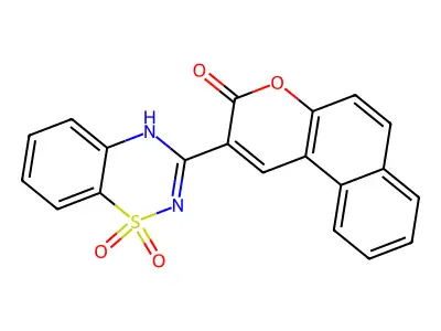 2-(1,1-dioxo-4H-1lambda6,2,4-benzothiadiazin-3-yl)benzo[f]chromen-3-one structure