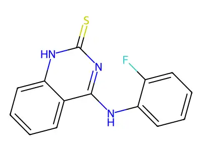 4-((2-fluorophenyl)amino)quinazoline-2(1H)-thione structure