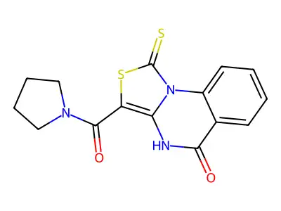 3-(pyrrolidin-1-ylcarbonyl)-1-thioxo[1,3]thiazolo[3,4-a]quinazolin-5(4H)-one structure