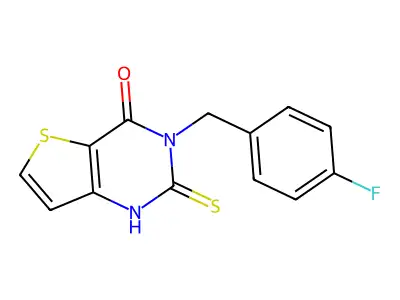 3-(4-fluorobenzyl)-2-thioxo-2,3-dihydrothieno[3,2-d]pyrimidin-4(1H)-one structure