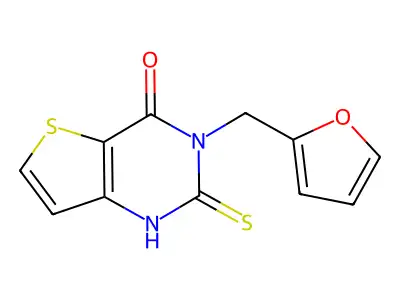 3-(furan-2-ylmethyl)-2-thioxo-2,3-dihydrothieno[3,2-d]pyrimidin-4(1H)-one structure