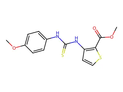 Methyl 3-((((4-methoxyphenyl)amino)thioxomethyl)amino)thiophene-2-carboxylate structure
