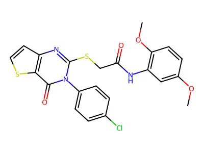 2-{[3-(4-chlorophenyl)-4-oxo-3H,4H-thieno[3,2-d]pyrimidin-2-yl]sulfanyl}-N-(2,5-dimethoxyphenyl)acetamide structure