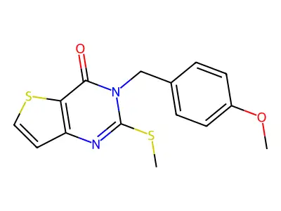 3-[(4-methoxyphenyl)methyl]-2-(methylsulfanyl)-3H,4H-thieno[3,2-d]pyrimidin-4-one structure