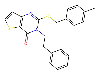 2-[(4-methylbenzyl)sulfanyl]-3-(2-phenylethyl)thieno[3,2-d]pyrimidin-4(3H)-one structure