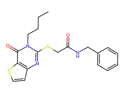N-benzyl-2-(3-butyl-4-oxothieno[3,2-d]pyrimidin-2-yl)sulfanylacetamide structure