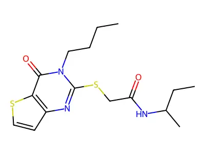 N-butan-2-yl-2-(3-butyl-4-oxothieno[3,2-d]pyrimidin-2-yl)sulfanylacetamide structure