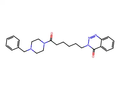 3-[6-(4-benzylpiperazino)-6-oxohexyl]-1,2,3-benzotriazin-4(3H)-one structure