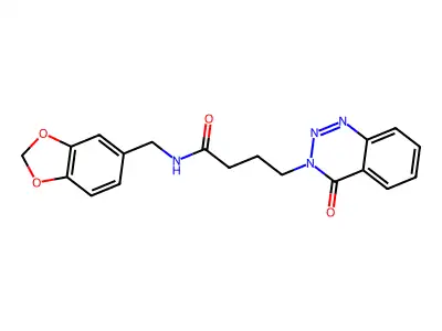 N-(1,3-benzodioxol-5-ylmethyl)-4-(4-oxo-1,2,3-benzotriazin-3-yl)butanamide structure