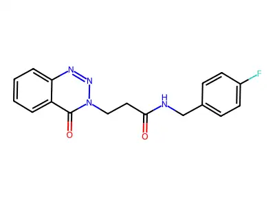 N-[(4-fluorophenyl)methyl]-3-(4-oxo-1,2,3-benzotriazin-3-yl)propanamide structure