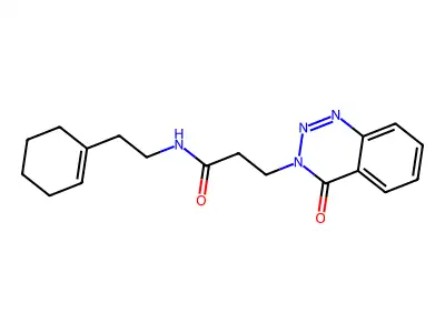 N-[2-(cyclohexen-1-yl)ethyl]-3-(4-oxo-1,2,3-benzotriazin-3-yl)propanamide structure