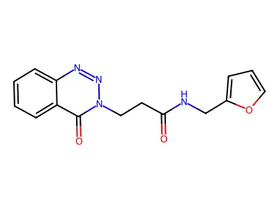 N-(furan-2-ylmethyl)-3-(4-oxo-1,2,3-benzotriazin-3-yl)propanamide structure