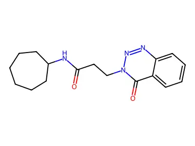 N-cycloheptyl-3-(4-oxo-1,2,3-benzotriazin-3-yl)propanamide structure