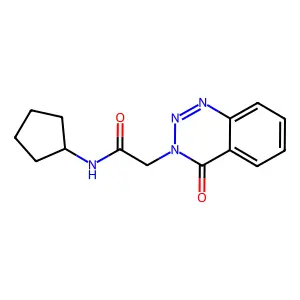 N-cyclopentyl-2-(4-oxo-1,2,3-benzotriazin-3-yl)acetamide structure