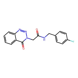 N-[(4-fluorophenyl)methyl]-2-(4-oxo-1,2,3-benzotriazin-3-yl)acetamide structure