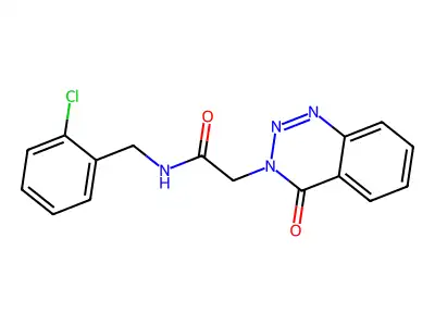 N-[(2-chlorophenyl)methyl]-2-(4-oxo-1,2,3-benzotriazin-3-yl)acetamide structure