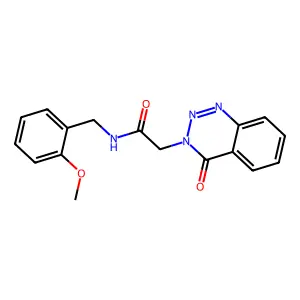 N-[(2-methoxyphenyl)methyl]-2-(4-oxo-1,2,3-benzotriazin-3-yl)acetamide structure