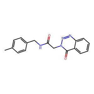 N-[(4-methylphenyl)methyl]-2-(4-oxo-1,2,3-benzotriazin-3-yl)acetamide structure