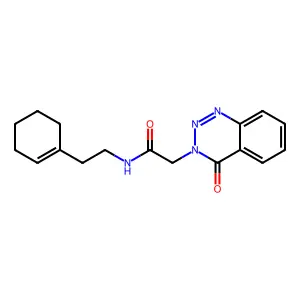 N-[2-(cyclohexen-1-yl)ethyl]-2-(4-oxo-1,2,3-benzotriazin-3-yl)acetamide structure