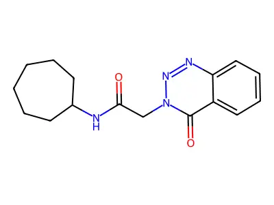 N-cycloheptyl-2-(4-oxo-1,2,3-benzotriazin-3(4H)-yl)acetamide structure