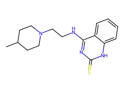 4-((2-(4-methylpiperidin-1-yl)ethyl)amino)quinazoline-2(1H)-thione structure