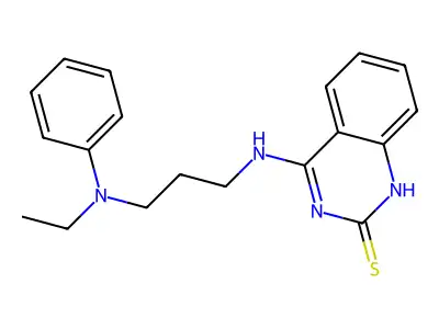 4-[3-(N-ethylanilino)propylamino]-1H-quinazoline-2-thione structure