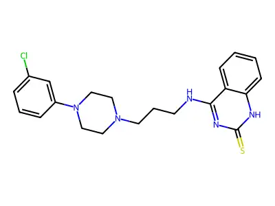 4-[3-[4-(3-chlorophenyl)piperazin-1-yl]propylamino]-1H-quinazoline-2-thione structure