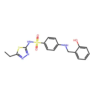 N-(5-ethyl-1,3,4-thiadiazol-2-yl)-4-((2-hydroxybenzyl)amino)benzenesulfonamide structure