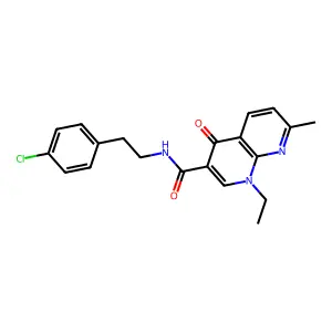 N-[2-(4-chlorophenyl)ethyl]-1-ethyl-7-methyl-4-oxo-1,8-naphthyridine-3-carboxamide structure