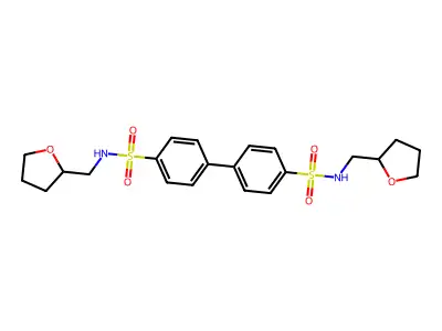 N-(oxolan-2-ylmethyl)-4-[4-(oxolan-2-ylmethylsulfamoyl)phenyl]benzenesulfonamide structure
