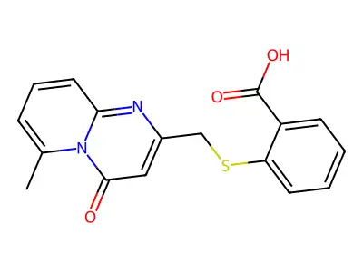 2-[({6-methyl-4-oxo-4H-pyrido[1,2-a]pyrimidin-2-yl}methyl)sulfanyl]benzoic acid structure