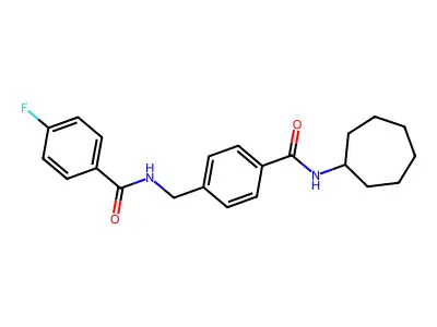 N-cycloheptyl-4-((4-fluorobenzamido)methyl)benzamide structure